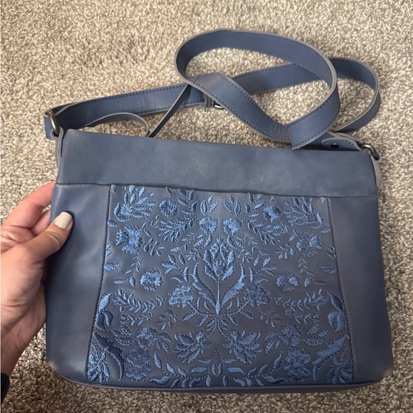 The Sak Handbags - The Sak Leather Blue Embroidered Crossbody Bag